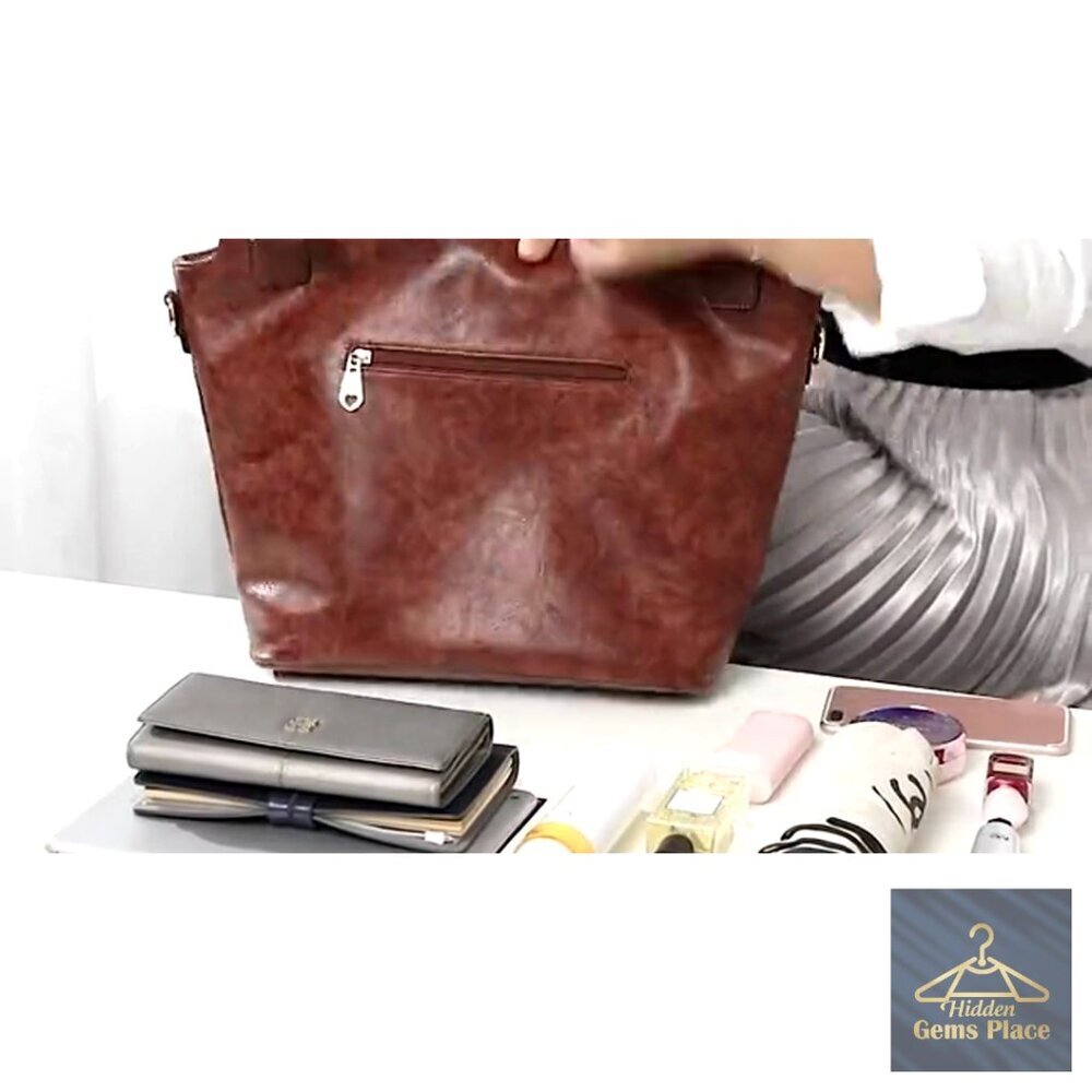 Medium PU Leather Hobo Tote with Adjustable Strap, Zipper Closure - Picture 7 of 7